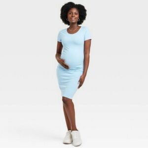 Light blue body con maternity dress